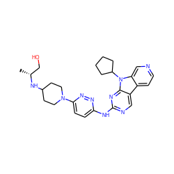 C[C@H](CO)NC1CCN(c2ccc(Nc3ncc4c5ccncc5n(C5CCCC5)c4n3)nn2)CC1 ZINC000169706894