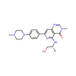 C[C@H](CO)Nc1nc(-c2ccc(N3CCN(C)CC3)cc2)cc2ncn(C)c(=O)c12 ZINC000115626766