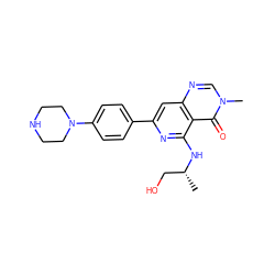 C[C@H](CO)Nc1nc(-c2ccc(N3CCNCC3)cc2)cc2ncn(C)c(=O)c12 ZINC000115624058