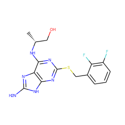 C[C@H](CO)Nc1nc(SCc2cccc(F)c2F)nc2[nH]c(N)nc12 ZINC000029128758