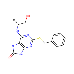 C[C@H](CO)Nc1nc(SCc2ccccc2)nc2[nH]c(=O)[nH]c12 ZINC000029128361