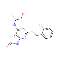 C[C@H](CO)Nc1nc(SCc2ccccc2F)nc2[nH]c(=O)sc12 ZINC000000591047