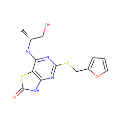 C[C@H](CO)Nc1nc(SCc2ccco2)nc2[nH]c(=O)sc12 ZINC000029129027