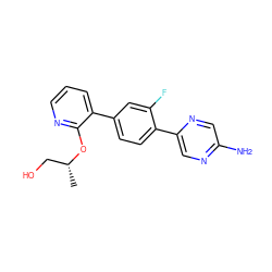 C[C@H](CO)Oc1ncccc1-c1ccc(-c2cnc(N)cn2)c(F)c1 ZINC000224779783