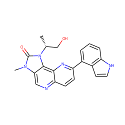 C[C@H](CO)n1c(=O)n(C)c2cnc3ccc(-c4cccc5[nH]ccc45)nc3c21 ZINC000118541827