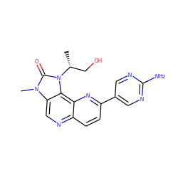 C[C@H](CO)n1c(=O)n(C)c2cnc3ccc(-c4cnc(N)nc4)nc3c21 ZINC000118519996