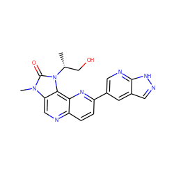 C[C@H](CO)n1c(=O)n(C)c2cnc3ccc(-c4cnc5[nH]ncc5c4)nc3c21 ZINC000118545332