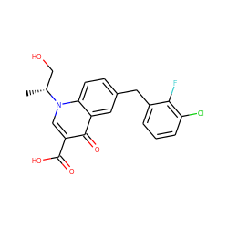 C[C@H](CO)n1cc(C(=O)O)c(=O)c2cc(Cc3cccc(Cl)c3F)ccc21 ZINC000033818008