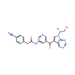 C[C@H](CO)n1cc(C(=O)c2cncc(NC(=O)Cc3ccc(C#N)cc3)c2)c2cncnc21 ZINC000169707763