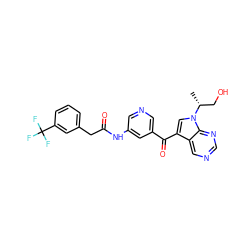 C[C@H](CO)n1cc(C(=O)c2cncc(NC(=O)Cc3cccc(C(F)(F)F)c3)c2)c2cncnc21 ZINC000169707760