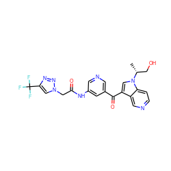 C[C@H](CO)n1cc(C(=O)c2cncc(NC(=O)Cn3cc(C(F)(F)F)nn3)c2)c2cnccc21 ZINC001772627211