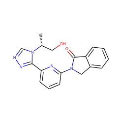 C[C@H](CO)n1cnnc1-c1cccc(N2Cc3ccccc3C2=O)n1 ZINC001772605338