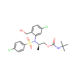 C[C@H](COC(=O)NC(C)(C)C)N(c1cc(Cl)ccc1CO)S(=O)(=O)c1ccc(Cl)cc1 ZINC000028976080