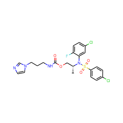 C[C@H](COC(=O)NCCCn1ccnc1)N(c1cc(Cl)ccc1F)S(=O)(=O)c1ccc(Cl)cc1 ZINC000028976123