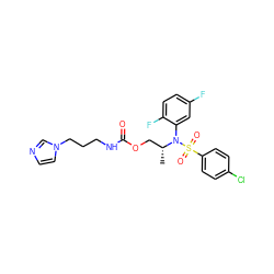 C[C@H](COC(=O)NCCCn1ccnc1)N(c1cc(F)ccc1F)S(=O)(=O)c1ccc(Cl)cc1 ZINC000028976117