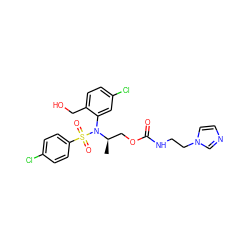 C[C@H](COC(=O)NCCn1ccnc1)N(c1cc(Cl)ccc1CO)S(=O)(=O)c1ccc(Cl)cc1 ZINC000028976090