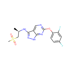 C[C@H](CS(C)(=O)=O)Nc1n[nH]c2nc(Oc3ccc(F)cc3F)ncc12 ZINC000058638964