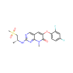 C[C@H](CS(C)(=O)=O)Nc1ncc2cc(Oc3ccc(F)cc3F)c(=O)n(C)c2n1 ZINC000058633497