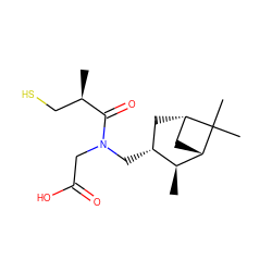 C[C@H](CS)C(=O)N(CC(=O)O)C[C@@H]1C[C@H]2C[C@@H]([C@H]1C)C2(C)C ZINC000058635495