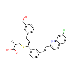 C[C@H](CS[C@@H](CCc1cccc(CO)c1)c1cccc(/C=C/c2ccc3ccc(Cl)cc3n2)c1)C(=O)O ZINC000027524701