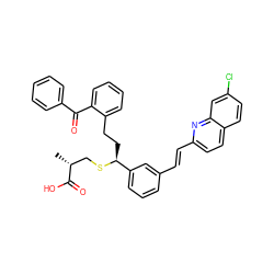 C[C@H](CS[C@@H](CCc1ccccc1C(=O)c1ccccc1)c1cccc(/C=C/c2ccc3ccc(Cl)cc3n2)c1)C(=O)O ZINC000027523487