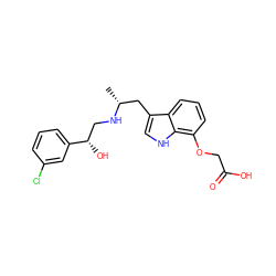 C[C@H](Cc1c[nH]c2c(OCC(=O)O)cccc12)NC[C@H](O)c1cccc(Cl)c1 ZINC000003952725