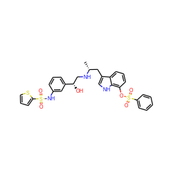 C[C@H](Cc1c[nH]c2c(OS(=O)(=O)c3ccccc3)cccc12)NC[C@H](O)c1cccc(NS(=O)(=O)c2cccs2)c1 ZINC000028456208