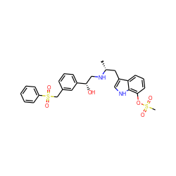 C[C@H](Cc1c[nH]c2c(OS(C)(=O)=O)cccc12)NC[C@H](O)c1cccc(CS(=O)(=O)c2ccccc2)c1 ZINC000028365924