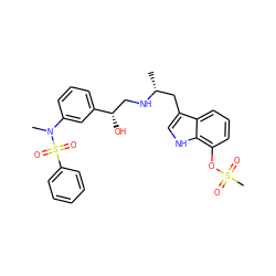 C[C@H](Cc1c[nH]c2c(OS(C)(=O)=O)cccc12)NC[C@H](O)c1cccc(N(C)S(=O)(=O)c2ccccc2)c1 ZINC000028365946