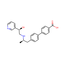 C[C@H](Cc1ccc(-c2ccc(C(=O)O)cc2)cc1)NC[C@H](O)c1cccnc1 ZINC000040836460