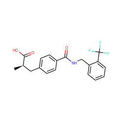 C[C@H](Cc1ccc(C(=O)NCc2ccccc2C(F)(F)F)cc1)C(=O)O ZINC000653803261