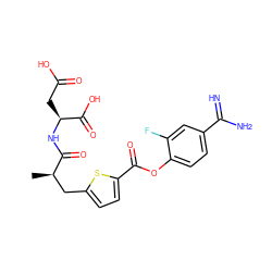 C[C@H](Cc1ccc(C(=O)Oc2ccc(C(=N)N)cc2F)s1)C(=O)N[C@@H](CC(=O)O)C(=O)O ZINC000144313567