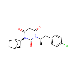 C[C@H](Cc1ccc(Cl)cc1)N1C(=O)CC(=O)N([C@H]2C[C@H]3CC[C@H]2C3)C1=O ZINC000299849119