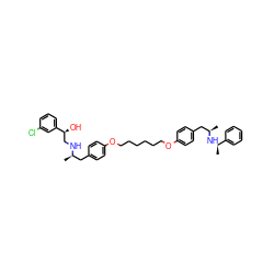 C[C@H](Cc1ccc(OCCCCCCOc2ccc(C[C@@H](C)N[C@H](C)c3ccccc3)cc2)cc1)NC[C@H](O)c1cccc(Cl)c1 ZINC000049722917