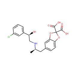 C[C@H](Cc1ccc2c(c1)OC(C(=O)O)(C(=O)O)O2)NC[C@H](O)c1cccc(Cl)c1 ZINC000001493298