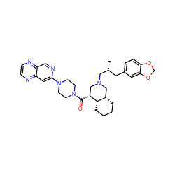 C[C@H](Cc1ccc2c(c1)OCO2)CN1C[C@@H](C(=O)N2CCN(c3cc4nccnc4cn3)CC2)[C@H]2CCCC[C@H]2C1 ZINC000049777833