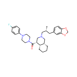 C[C@H](Cc1ccc2c(c1)OCO2)CN1C[C@@H](C(=O)N2CCN(c3ccc(F)cc3)CC2)[C@H]2CCCC[C@H]2C1 ZINC000049034266