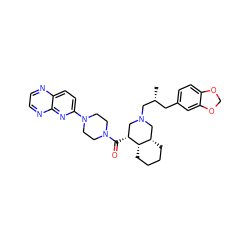 C[C@H](Cc1ccc2c(c1)OCO2)CN1C[C@@H](C(=O)N2CCN(c3ccc4nccnc4n3)CC2)[C@H]2CCCC[C@H]2C1 ZINC000049615644