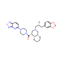 C[C@H](Cc1ccc2c(c1)OCO2)CN1C[C@@H](C(=O)N2CCN(c3ccc4nonc4n3)CC2)[C@H]2CCCC[C@H]2C1 ZINC000049792858