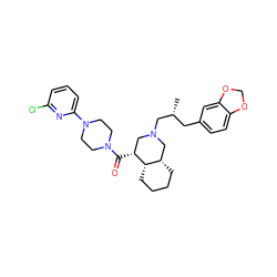 C[C@H](Cc1ccc2c(c1)OCO2)CN1C[C@@H](C(=O)N2CCN(c3cccc(Cl)n3)CC2)[C@H]2CCCC[C@H]2C1 ZINC000049046406