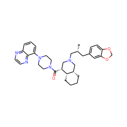 C[C@H](Cc1ccc2c(c1)OCO2)CN1C[C@@H](C(=O)N2CCN(c3cccc4nccnc34)CC2)[C@H]2CCCC[C@H]2C1 ZINC000049599932