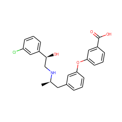 C[C@H](Cc1cccc(Oc2cccc(C(=O)O)c2)c1)NC[C@H](O)c1cccc(Cl)c1 ZINC000040422400