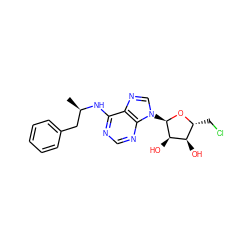 C[C@H](Cc1ccccc1)Nc1ncnc2c1ncn2[C@H]1O[C@H](CCl)[C@@H](O)[C@H]1O ZINC000049109725