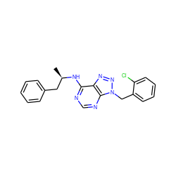 C[C@H](Cc1ccccc1)Nc1ncnc2c1nnn2Cc1ccccc1Cl ZINC000013778566