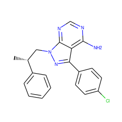 C[C@H](Cn1nc(-c2ccc(Cl)cc2)c2c(N)ncnc21)c1ccccc1 ZINC000473136298