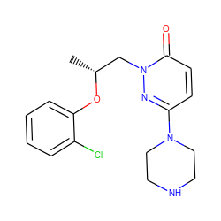 C[C@H](Cn1nc(N2CCNCC2)ccc1=O)Oc1ccccc1Cl ZINC000045260444