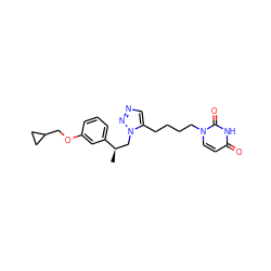 C[C@H](Cn1nncc1CCCCn1ccc(=O)[nH]c1=O)c1cccc(OCC2CC2)c1 ZINC000095552837