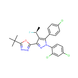 C[C@H](F)c1c(-c2nnc(C(C)(C)C)o2)nn(-c2ccc(Cl)cc2Cl)c1-c1ccc(Cl)cc1 ZINC000045484796