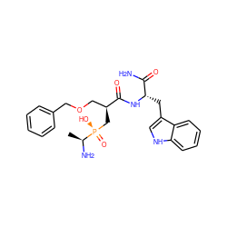 C[C@H](N)[P@](=O)(O)C[C@@H](COCc1ccccc1)C(=O)N[C@@H](Cc1c[nH]c2ccccc12)C(N)=O ZINC000028974342