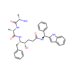 C[C@H](N)C(=O)N[C@@H](C)C(=O)N[C@@H](Cc1ccccc1)[C@@H](O)CCC(=O)N[C@@H](c1ccccc1)c1cc2ccccc2[nH]1 ZINC000014943221